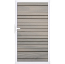 Dveře s vodorovnými dřevěnými panely v bílém rámu