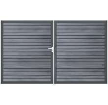 Dvoukřídlá brána z dřevěných lamel s rukojetí