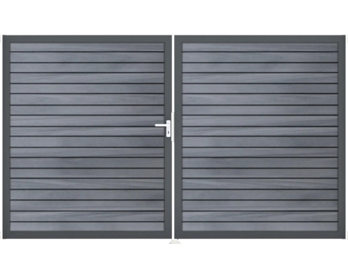 Dvoukřídlá brána z dřevěných lamel s rukojetí