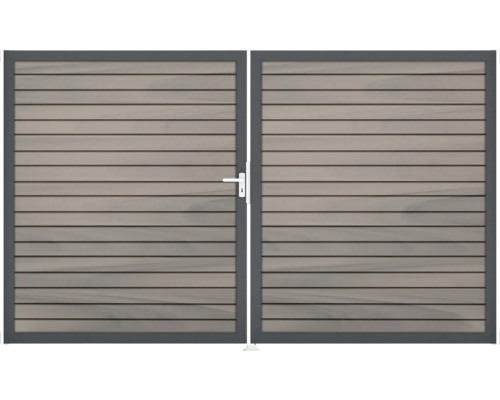 Brána GroJa Rhombus levá Dvoukřídlá brána z dřeva s kovovým rámem a madlem