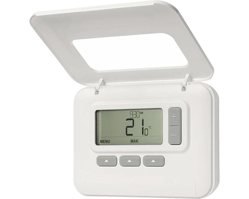 Digitální pokojový termostat s otevřeným krytem pro regulaci teploty