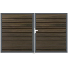 Dřevěná dvoukřídlá brána s madlem pro zahradu