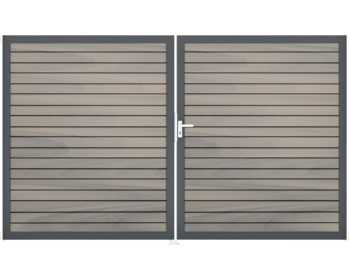Brána GroJa Rhombus pravá Dvojitá dřevěná brána s vodorovnými lamelami a kovovým rámem