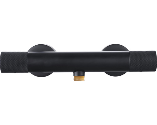 Černý sprchový termostat pro montáž na stěnu