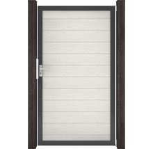 Zahradní branka s rukojetí mezi dvěma sloupky