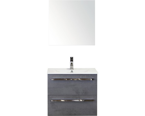 Koupelnový nábytkový set Seville 60 cm s keramickým umyvadlem Model 1 a zrcadlem beton antracitově šedá