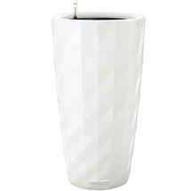 Bílý květináč s geometrickým vzorem