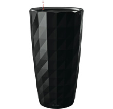 Černý květináč s geometrickým vzorem