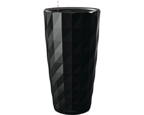 Černý květináč s geometrickým vzorem