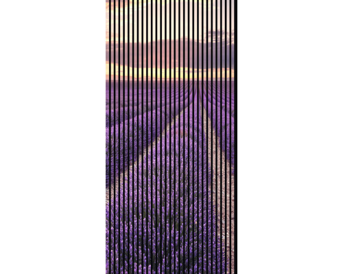 Designový akustický panel DIGI01H 19x1133x2400 mm Vertikální lamely před levandulovým polem v protisvětle