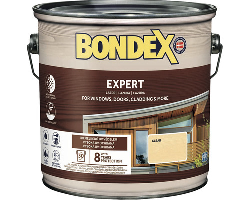 Syntetická silnovrstvá lazura Bondex EXPERT čirá 2,5 l Bondex Expert Lazura na dřevo pro okna, dveře a fasády