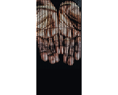 Designový akustický panel DIGI03I 19x1133x2400 mm Ruce s černými svislými čarami