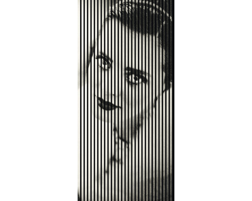 Designový akustický panel DIGI03L 19x1133x2400 mm Portrét ženy s vertikálními liniemi