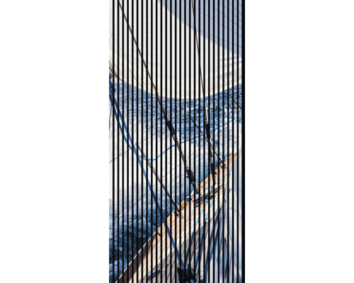 Designový akustický panel DIGI03O 19x1133x2400 mm Plachetnice na vodě za laťkovým plotem
