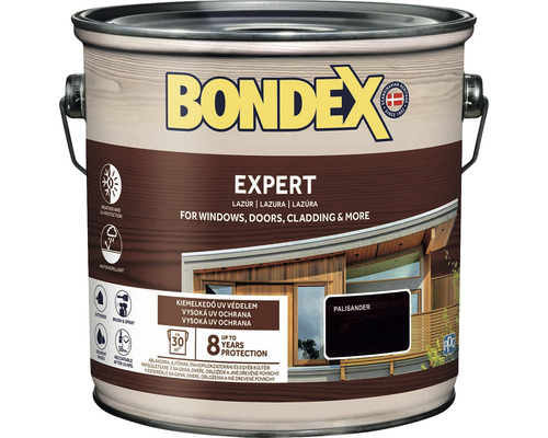 Syntetická silnovrstvá lazura Bondex EXPERT palisandr 2,5 l Bondex Expert lazura na dřevo pro okna, dveře, obklady a další v kbelíku