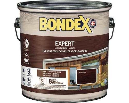 Syntetická silnovrstvá lazura Bondex EXPERT sekvoj 2,5 l Bondex Expert lazura na dřevo pro okna, dveře a obklady