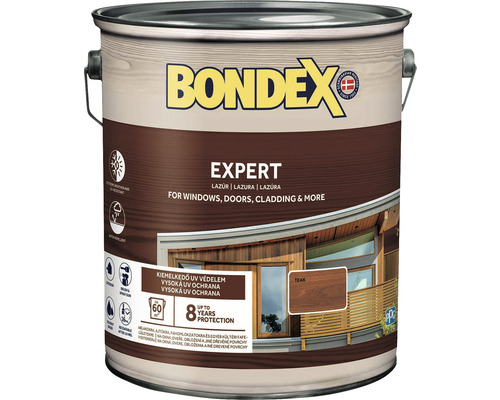 Syntetická silnovrstvá lazura Bondex EXPERT teak 5 l Bondex Expert lazura na dřevo pro okna, dveře a obklady