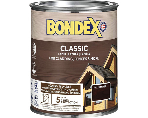 Syntetická tenkovrstvá lazura Bondex CLASSIC palisandr 0,75 l Bondex Classic lazura na dřevo palisandr pro obklady, ploty a další