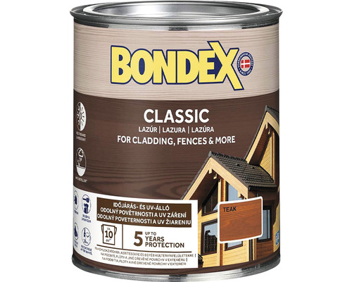 Syntetická tenkovrstvá lazura Bondex CLASSIC teak 0,75 l Bondex Classic Lazura na dřevo Teak pro fasády, ploty a další