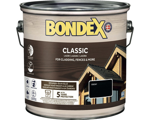 Syntetická tenkovrstvá lazura Bondex CLASSIC eben 2,5 l Bondex Classic barva na dřevěné obklady a ploty