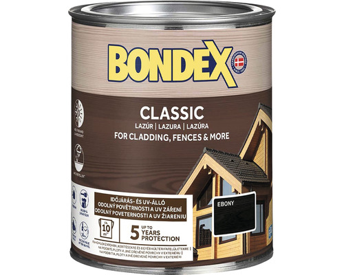Syntetická tenkovrstvá lazura Bondex CLASSIC eben 0,75 l Bondex Classic lazura na dřevo pro fasády a ploty, odstín Ebony