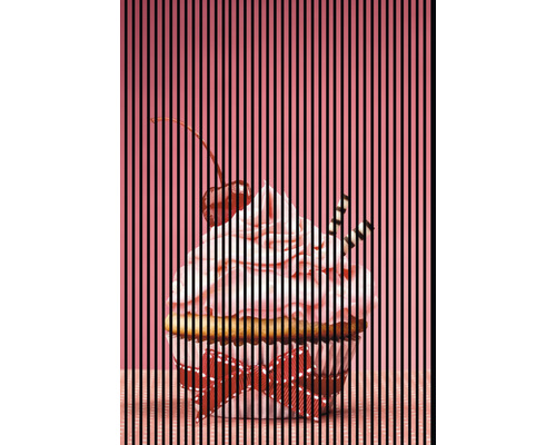 Designový akustický panel DIGI02F 19x1693x2400 mm Cupcake s třešní, čokoládovými proužky a mašlí