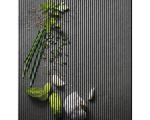 Designový akustický panel DIGI01U 19x2253x2400 mm Kuchyňská scéna s česnekem, bylinkami a kořením na tmavém pozadí