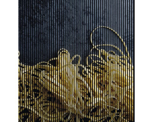 Designový akustický panel DIGI02C 19x2253x2400 mm Špagety na tmavém pozadí s pruhy