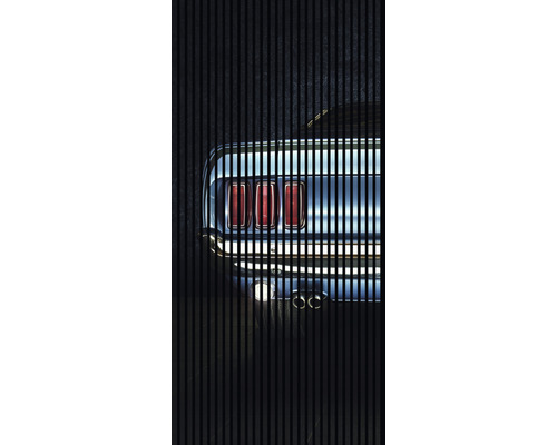 Designový akustický panel DIGI02L 19x1133x2400 mm Detail zadní části auta se zadními světly a výfuky