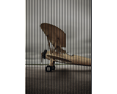 Designový akustický panel DIGI02J 19x1693x2400 mm Dekorativní obrázek letadla za mřížkou