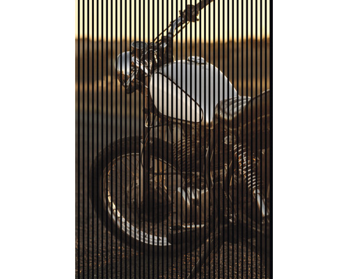 Designový akustický panel DIGI02Q 19x1693x2400 mm Motocykl s řídítky, světlometem a kolem
