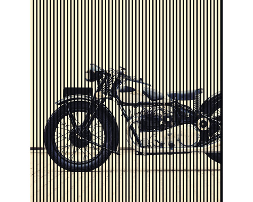 Designový akustický panel DIGI02P 19x2253x2400 mm Motocykl s proužkovaným vzorem