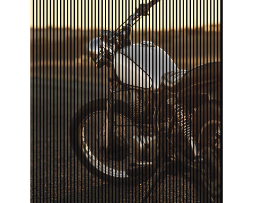 Designový akustický panel DIGI02Q 19x2253x2400 mm Motocykl s drátěnými koly a řídítky
