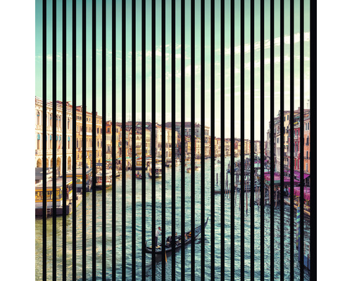 Designový akustický panel DIGI02T 19x1133x1195 mm Fototapeta s výhledem na Canal Grande v Benátkách přes vertikální pruhy