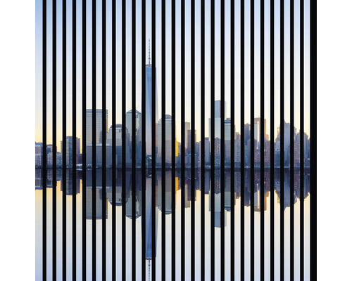 Designový akustický panel DIGI02W 19x1133x1195 mm Panorama New Yorku za svislými liniemi