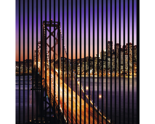 Designový akustický panel DIGI02Y 19x1133x1195 mm Most a panorama města za svislými pruhy