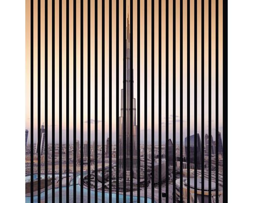 Designový akustický panel DIGI03C 19x1133x1195 mm Pohled na budovu Burdž Chalífa skrz mříže