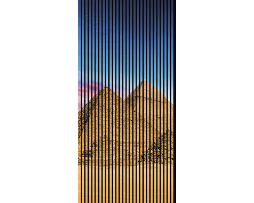 Designový akustický panel DIGI02R 19x1133x2400 mm Dekorativní obrázek s pyramidami a svislými pruhy pro nástěnné dekorace