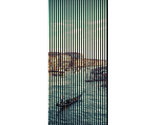Designový akustický panel DIGI02T 19x1133x2400 mm Dekorativní nástěnný obraz s gondolou v Benátkách a motivem svislých pruhů