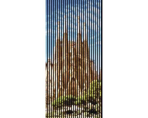 Designový akustický panel DIGI02V 19x1133x2400 mm Grafika Sagrada Familia s vertikálními pruhy