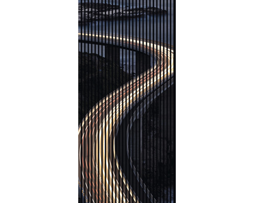Designový akustický panel DIGI03B 19x1133x2400 mm Svislé lamely zakrývají klikatou silnici v noci.