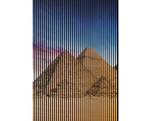 Designový akustický panel DIGI02R 19x1693x2400 mm Ilustrace pyramid v Gíze s vertikálními liniemi