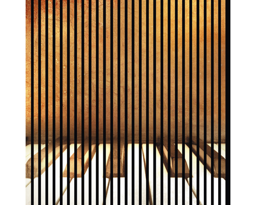Designový akustický panel DIGI03Q 19x1133x1195 mm Abstraktní nástěnná malba s klavírními klávesami a svislými pruhy