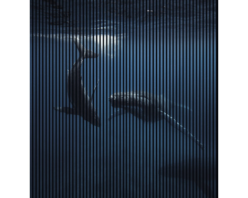 Designový akustický panel DIGI04G 19x2253x2400 mm Nástěnná dekorace s velrybami ve vodě