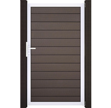 Zahradní branka s vodorovnými lamelami a madlem