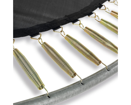 Detailní pohled na pružiny trampolíny spojující skákací plachtu a rám