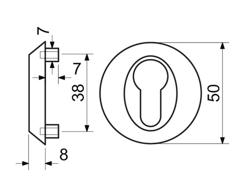 Technický výkres kování dveří s rozměry