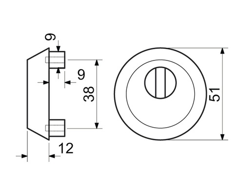 Technický výkres kování dveří s rozměry