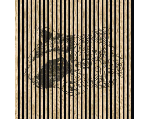 Designový akustický panel DIGI04x 19x1133x1195 mm Zvuk pohlcující stěnový panel s motivem zvířete a ozubenými koly