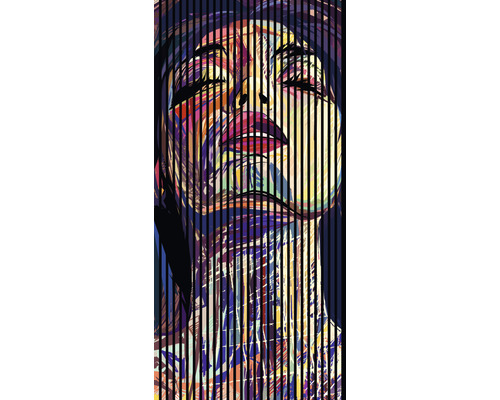 Designový akustický panel DIGI04T 19x1133x2400 mm Abstraktní umělecké dílo s ženskou tváří a svislými liniemi